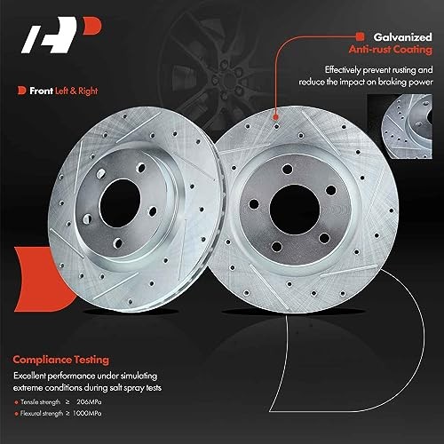 11.57 inch (294mm) Disc Brake Rotors Compatible with Front Drilled and Slotted