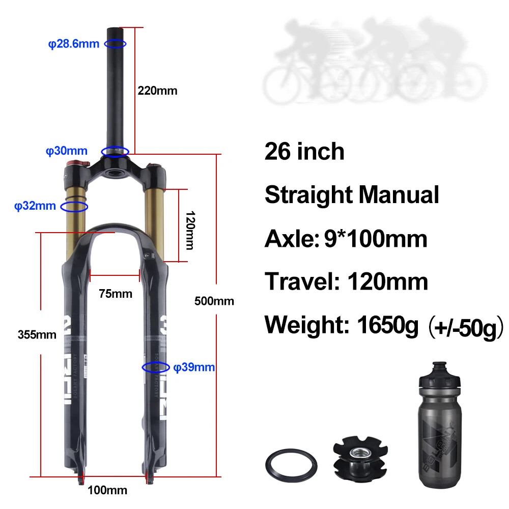 26/27.5/29Inch Mountain Bike Air Supension Frok 120mm Air and Oil Remote QR Fork