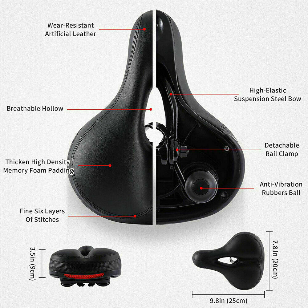 Comfort Wide Big Bum Bike Bicycle Gel Cushion Extra Sporty Soft Pad Saddle Seat