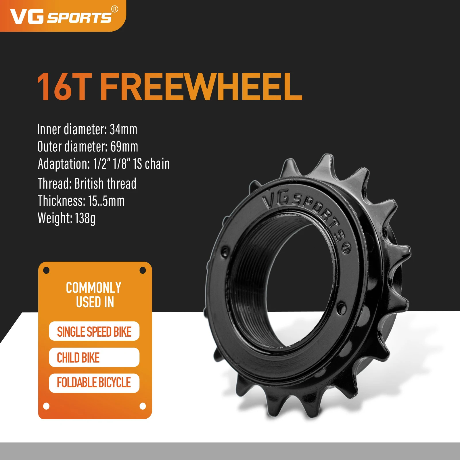 Single Speed Bicycle Freewheel 16T-24T BMX 34mm Cog Gear Sprocket Parts