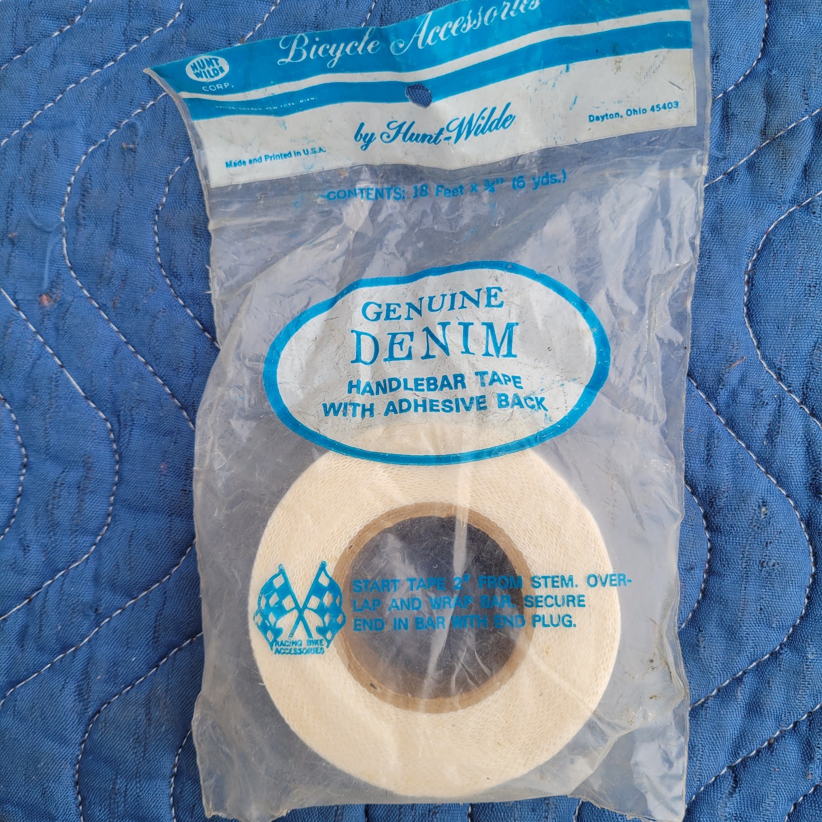 Hunt Wilde Genuine Denim Handlebar Tape with Adhesive Back White 18′ NOS Cloth