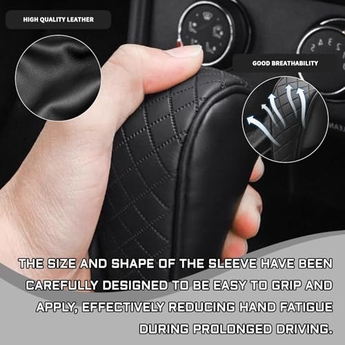 Leather Car Gear Shift Knob Cover, Anti-Slip Breathable Gear Stick Shift Red