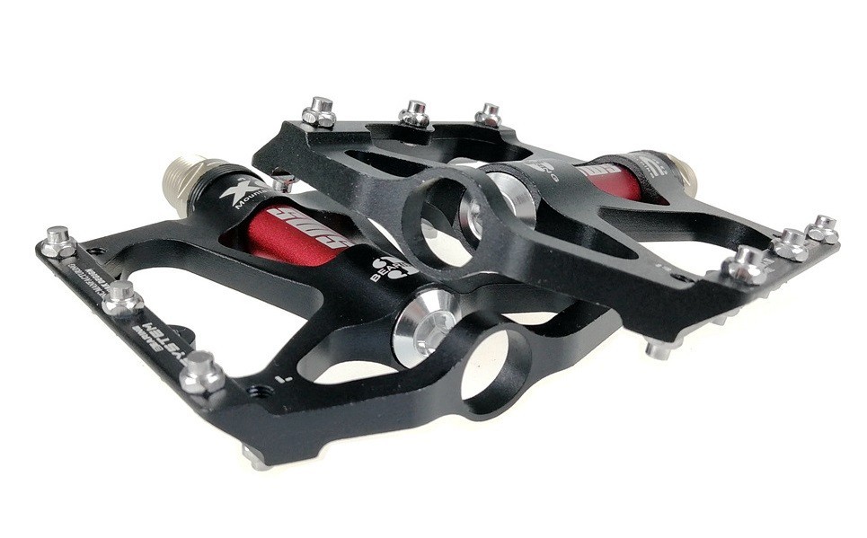 Aluminum Road MTB Mountain Bike XC Bicycle Pedal 3 Bearings Flat Pedals Black