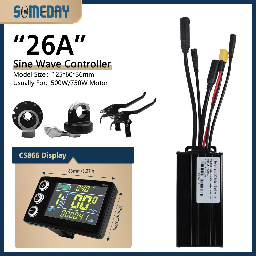 E-bike 26A Waterproof Three Mode Sinewave Controller 24V/36V/48V with Display