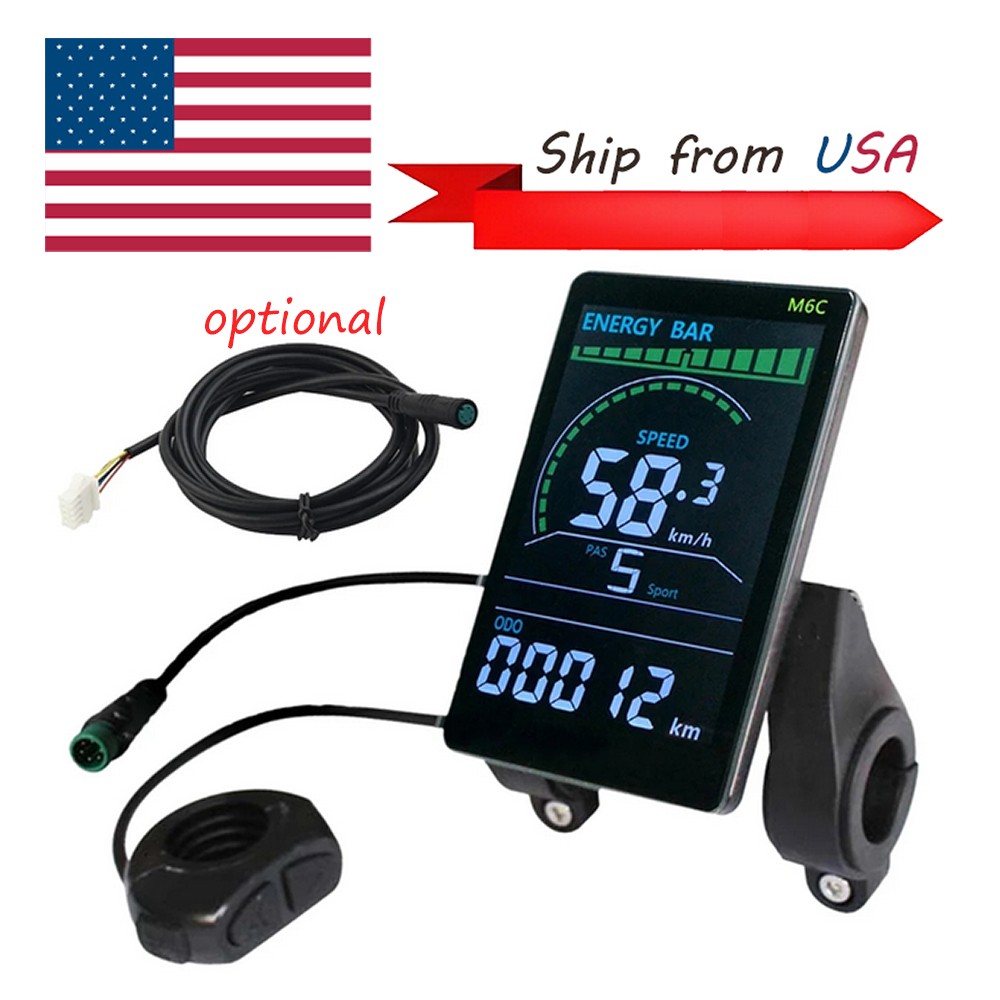 24V 36V 48V 60V M6C Electric Bike LCD Display Meter Color Screen 5pin UART2 US