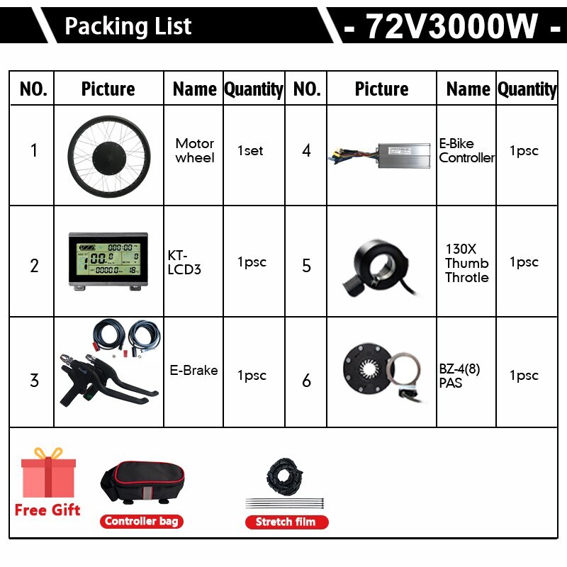 Snow Fat Tire E-bike Conversion Kit 500W-3000W 36V/48V/72V Front/Rear Motor