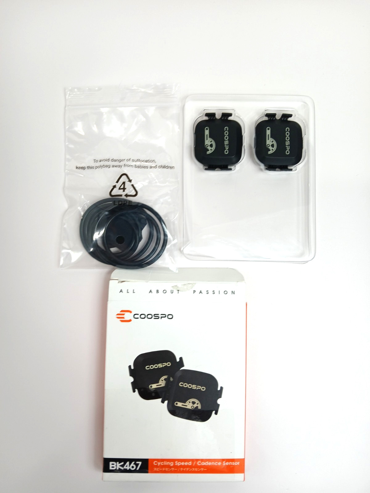 COOSPO Cadence Speed Sensor for Cycling, Wireless Bluetooth ANT+ Bike Black