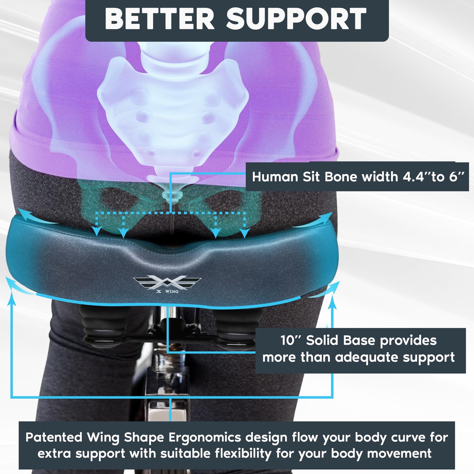 X WING New-Age Noseless Bike Seat Cushion for Men & Women – Black Bubble