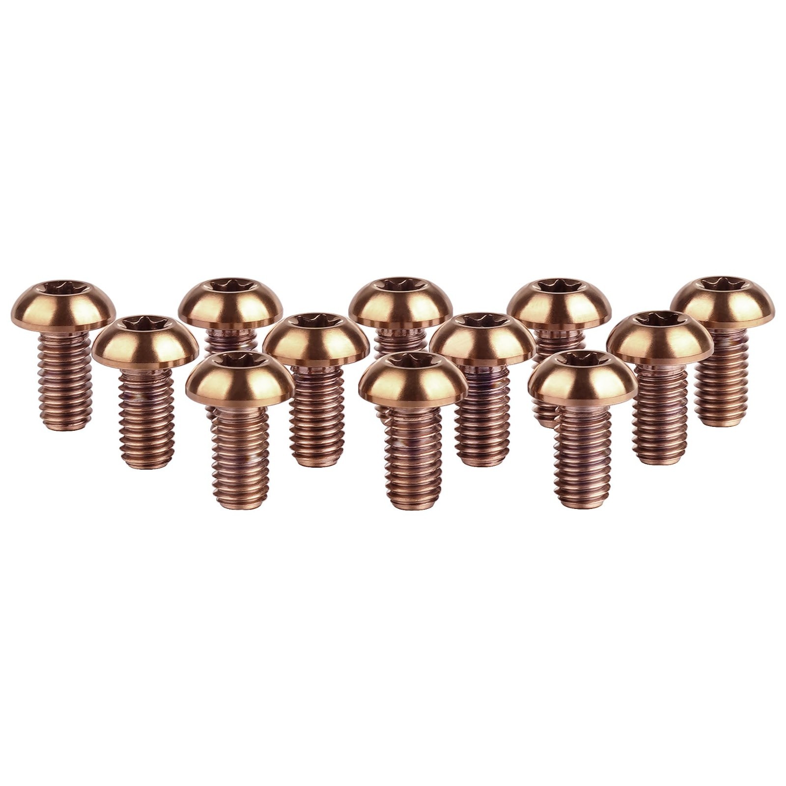 12Pcs M5x10 Titanium Torx Bolts for Bicycle Disc Brake Rotor Screws Gr5 (Bronze)
