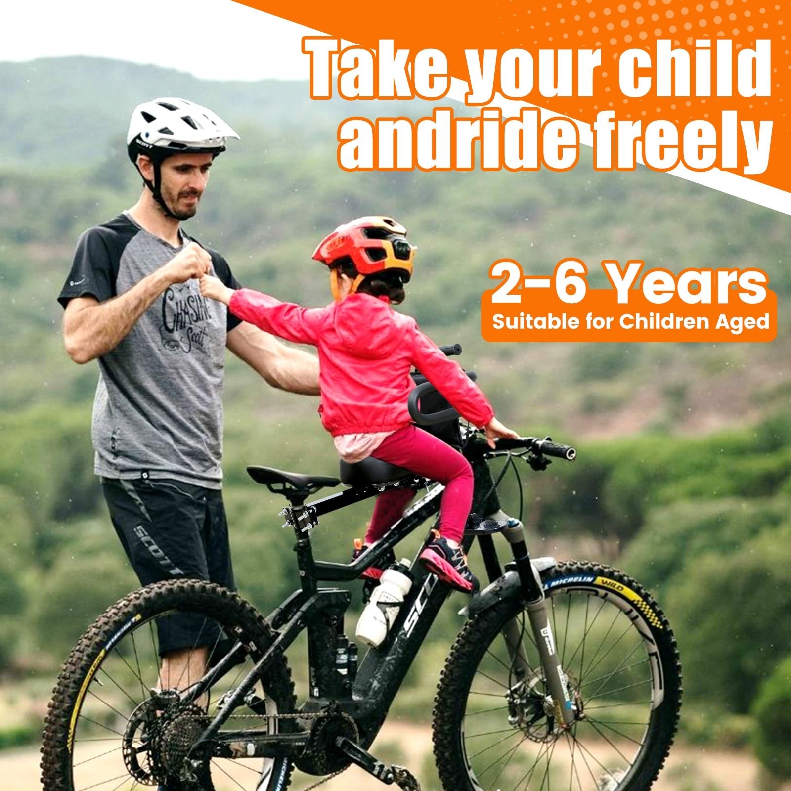 Kids Bike Seat Front Mounted and Handlebar Child Bike Seat Detachable Front M…