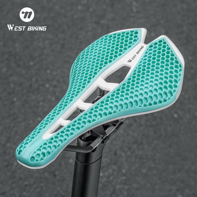 WEST BIKING Bicycle Saddle 3D Honeycomb Hollow Racing Bike Seat Cushion Green