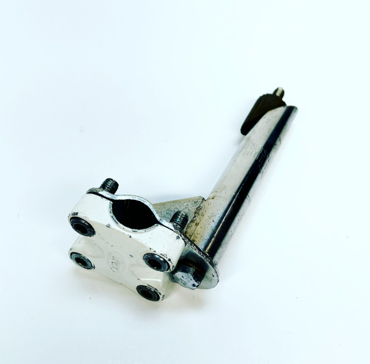 Vintage Oldschool Diamondback BMX Quill Stem White Silver Stamped BMX 6.5″X2.25″