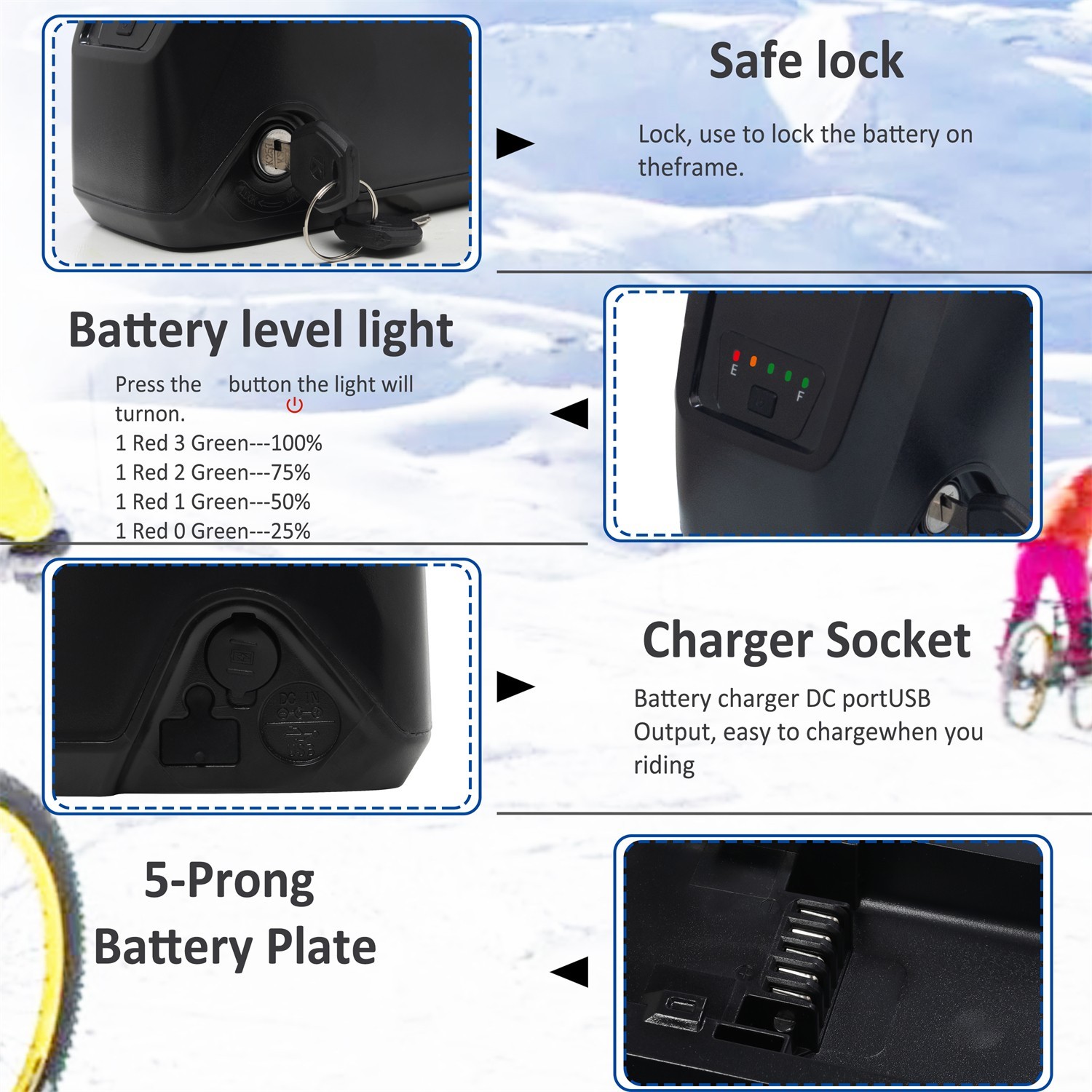 52V 20AH Ebike Battery Replacement Lithium Liion Battery For Bicycle 2000W Motor