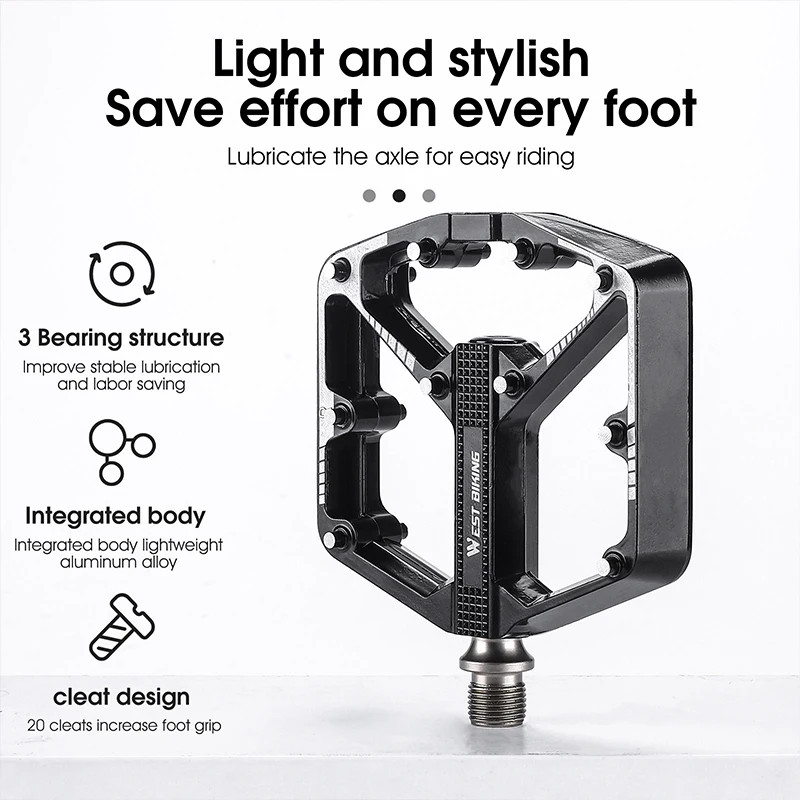 Sealed DU Bearing Nonslip Alloy Bicycle Pedals for Mountain & Road Bikes