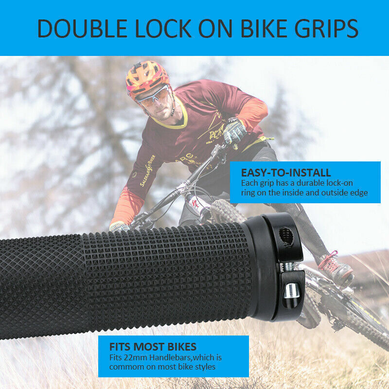 Ergonomic Rubber Bicycle Handlebar MTB Mountain Bike Grips Cycling Lock-On Ends