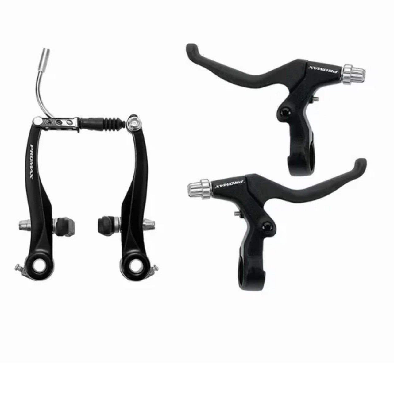 Promax Complete V-Brake Set Front & Rear Levers Calipers Pads Bike MTB Black