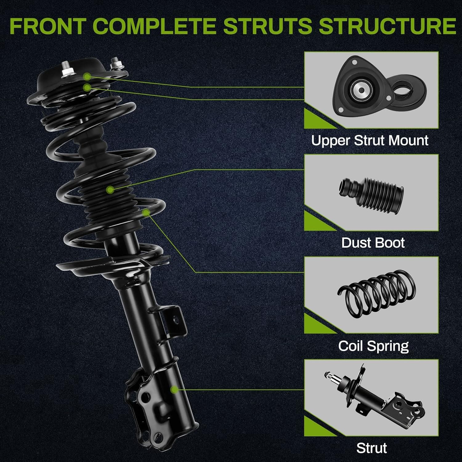 Front Pair Complete Quick Struts Compatible with 2011-2016 Hyundai Elantra