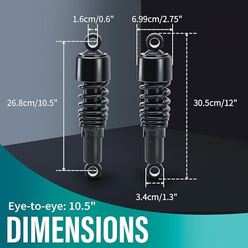 10.5″/267mm Lowering Slammer Rear Shock Suspension Kit for Harley 1980 Black