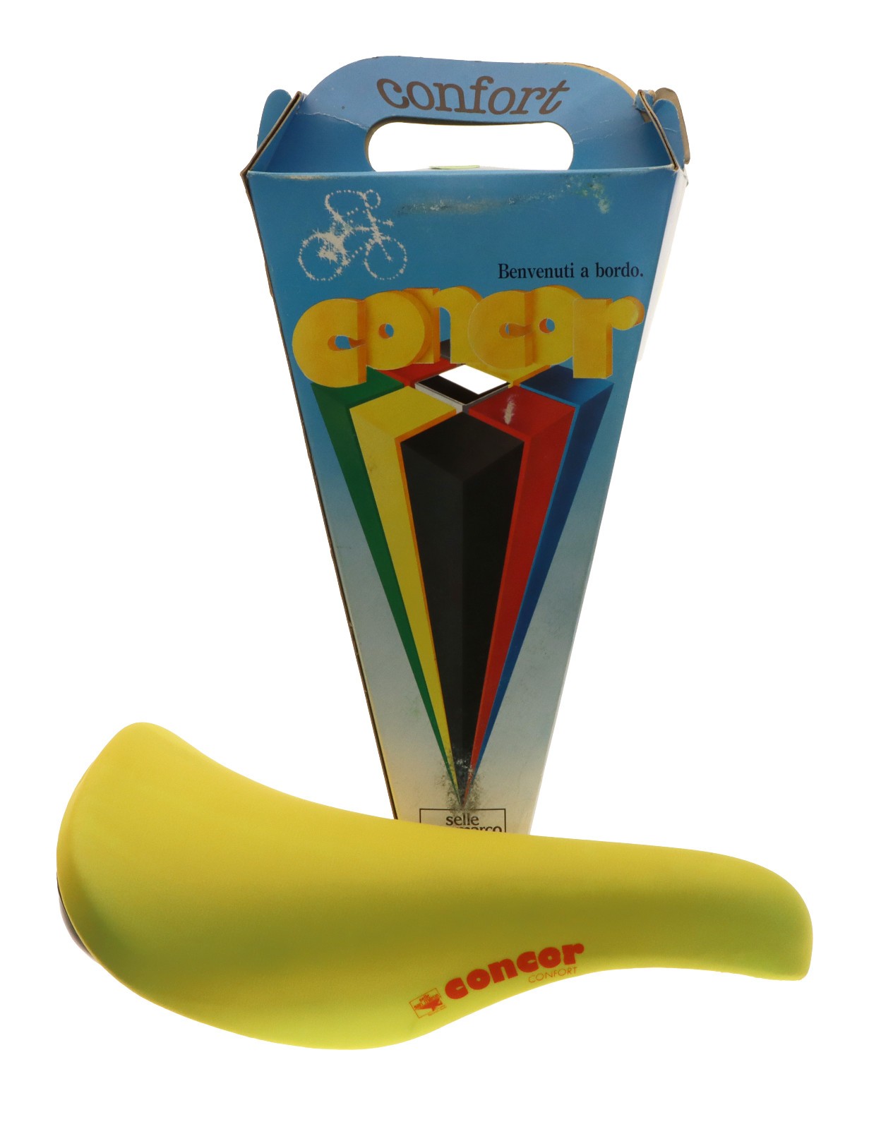 Selle San Marco Concor Supercorsa Confort Saddle Neon Yellow Shelfwear NOS NEW