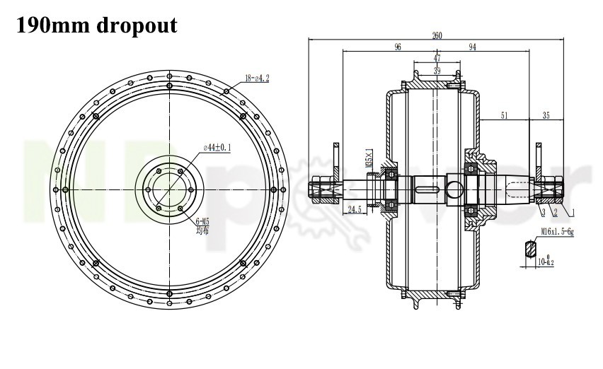 US stock:QS205 48-72V 5000W 170/190mm 50H BLDC hub motor wheel with tire.