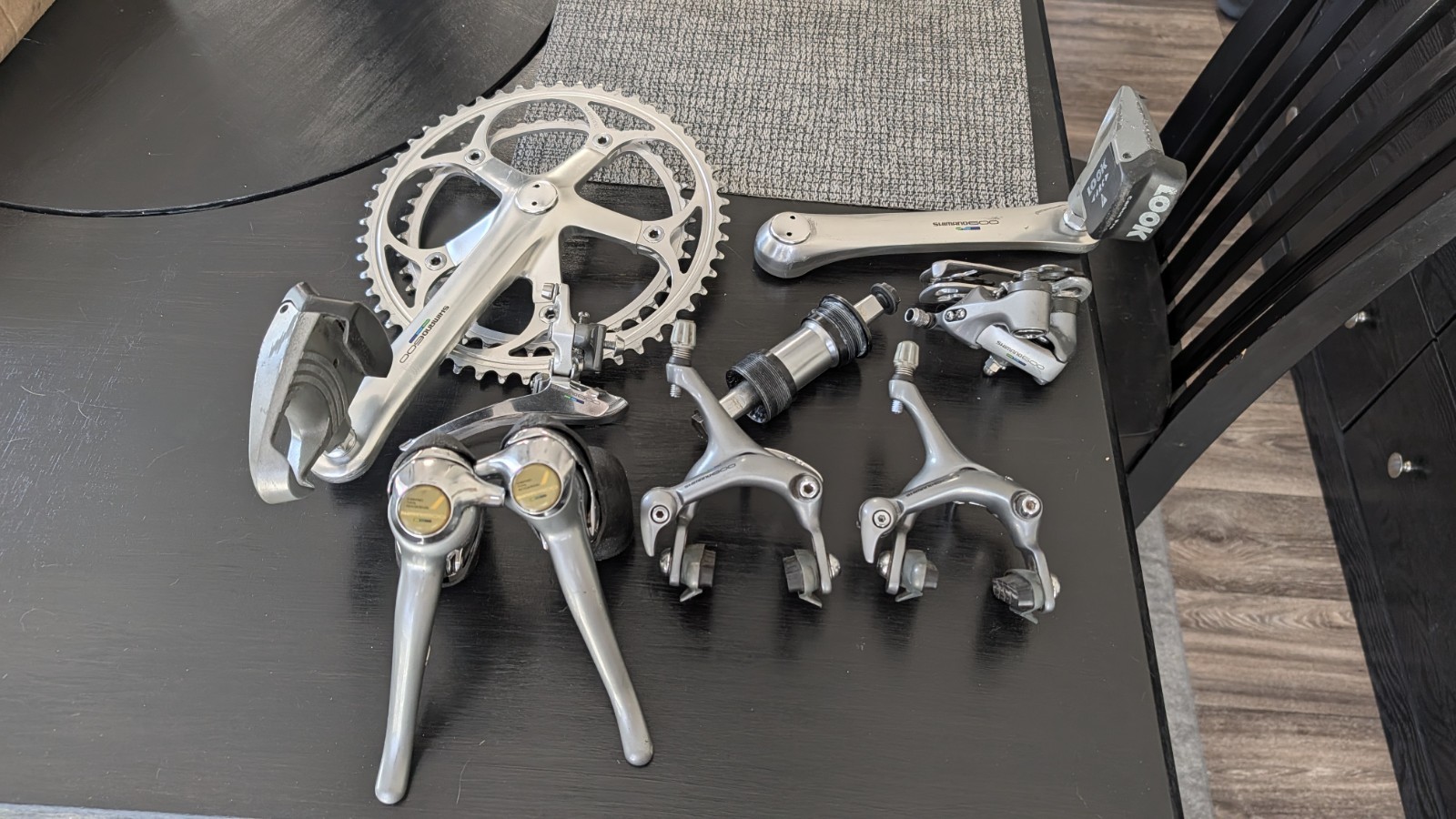 Shimano 600 Road Bike Build Kit Silver/Black Crankset Brakes Shifters BB