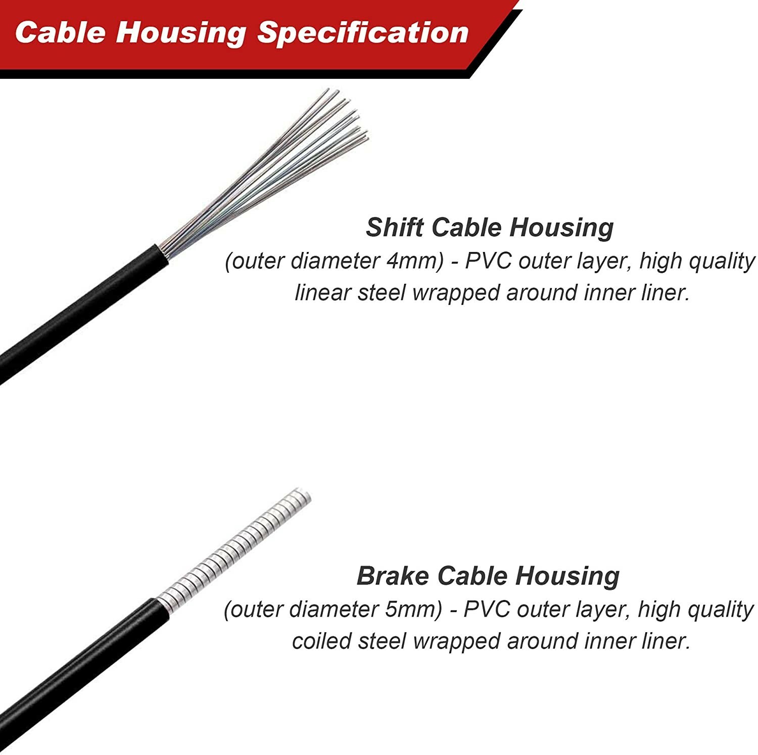 RealiNice 2-in-1 DIY Gear Shift and Brake Cable Housing Kit Set Galvanized Cable