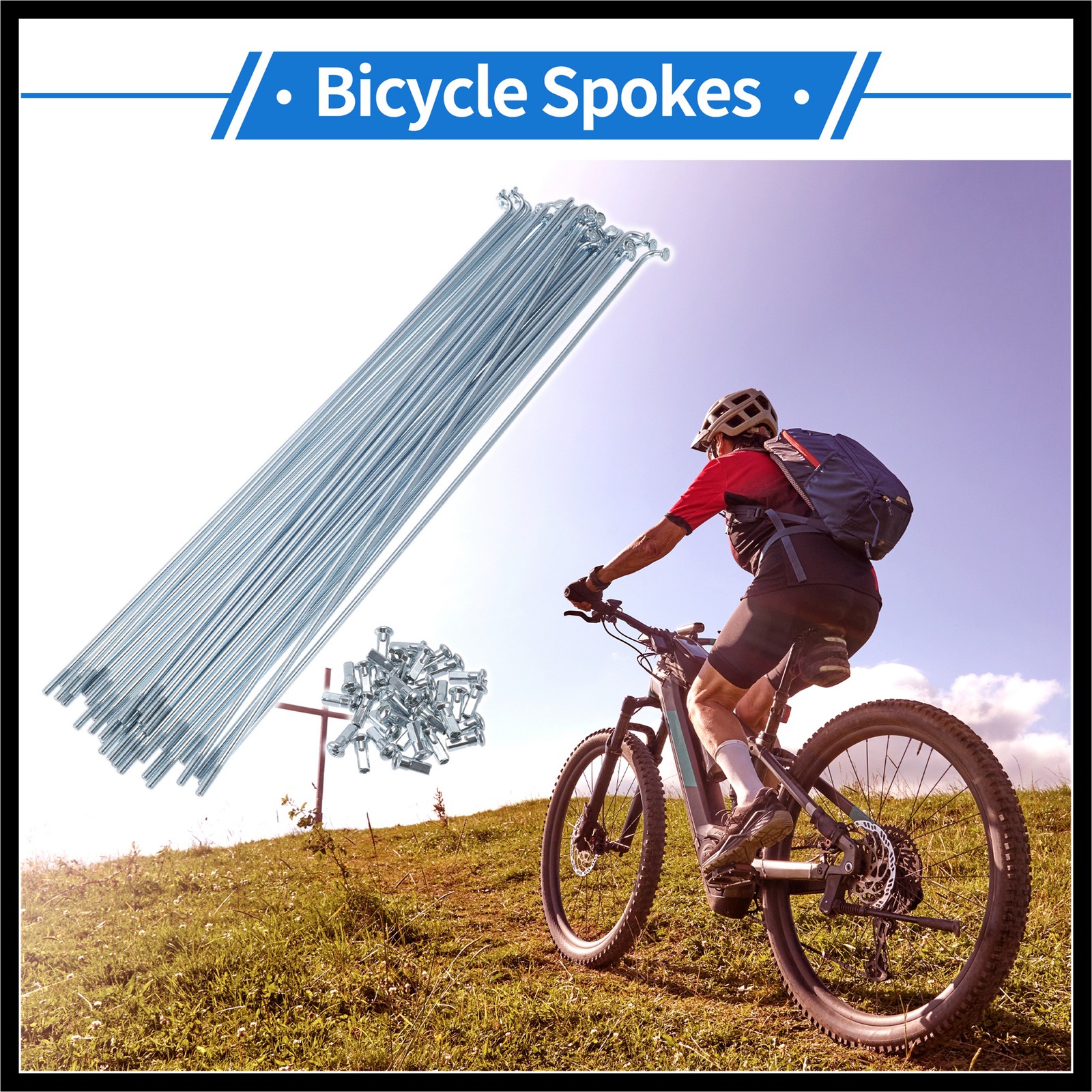1Set 12G 240mm Length Bicycle Spokes Nipple Carbon Steel Galvanized Universal