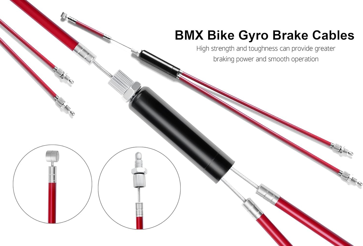 BMX Bike Gyro Brake Cable Set Aluminum Polyvinyl Chloride Red Modern 80cm