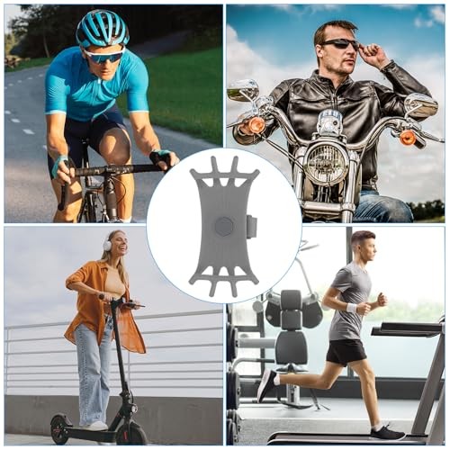 Gray 360° Silicone Motorcycle Phone Holder – 360° Rotation for 3″