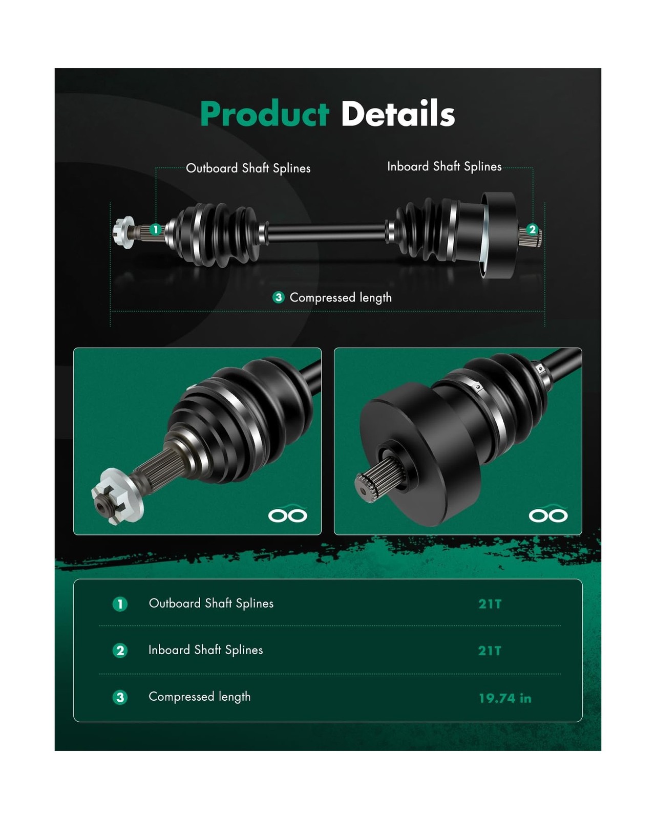SCITOO Front CV Axle Shaft Assembly for Arctic Cat 250 300 375 400 500 | CV A…