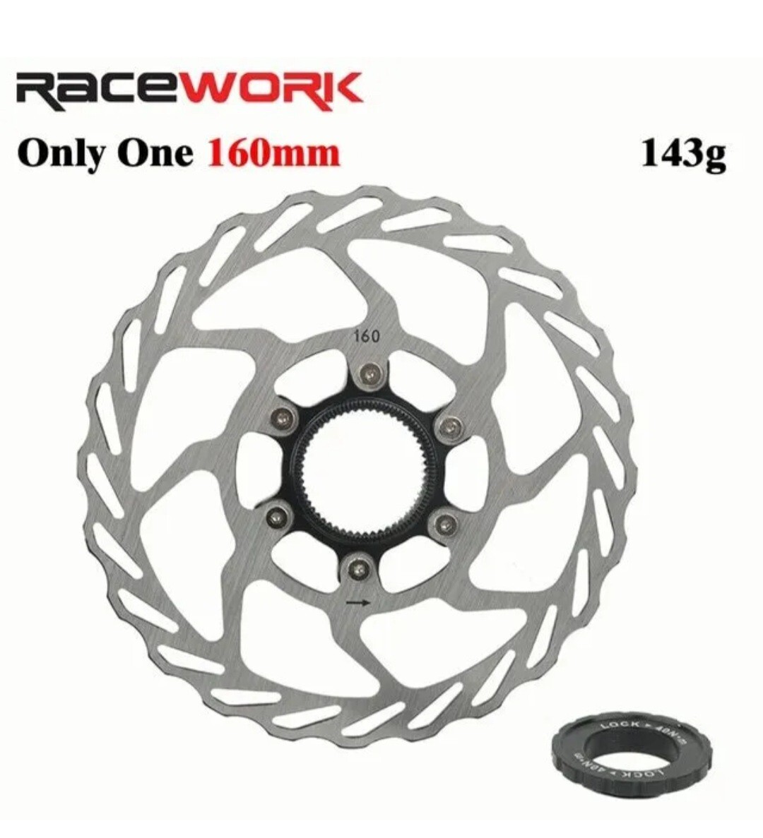 RACEWORK Bicycle 160mm Bike Rotors Disc Brake Rotor Center Lock 2 pieces