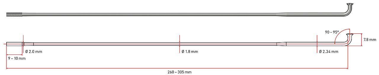 DT Alpine III Spokes — 294mm / Silver / J Bend / 2.0-1.8-2.3mm [8pc] —AUS STOCK—