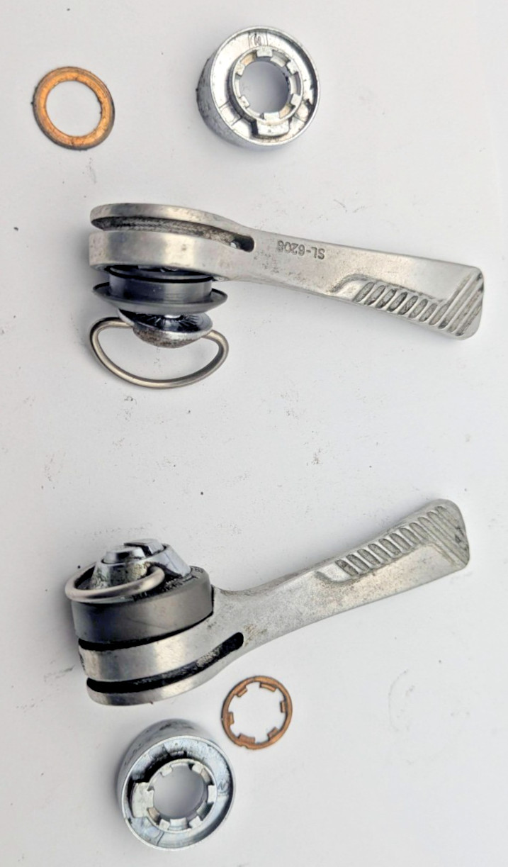 Shimano 600 SL-6208 Down Tube SHIFTERS SIS 6 speed Index / Friction GOOD TABS 6S
