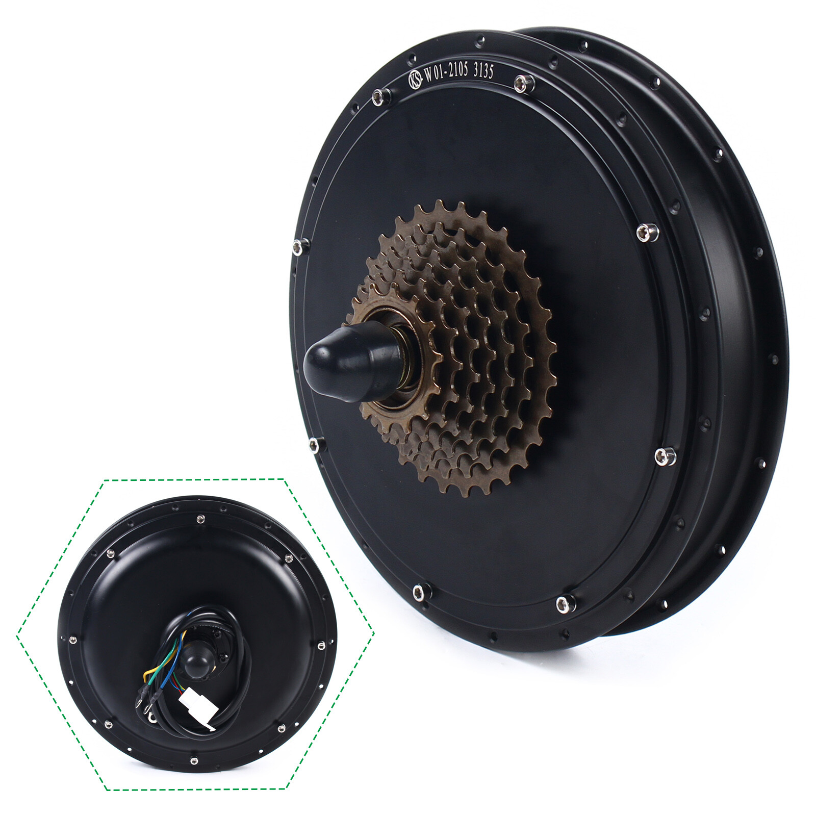 48V 1500W Threaded Rear Wheel Brushless Gearless Hub Motor for E-bike