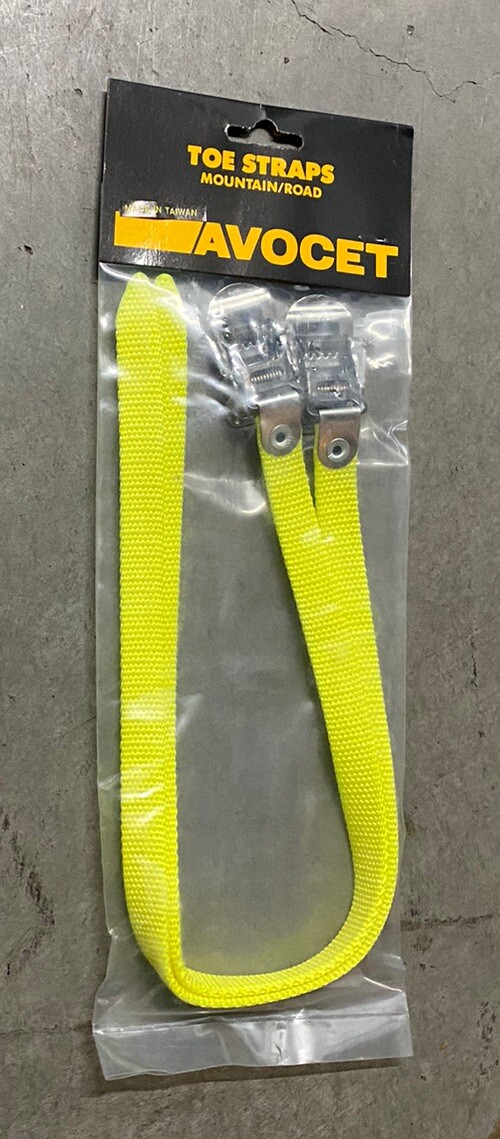 NEW In Package Avocet Woven Nylon Road MTB Toe Straps 425MM Neon Yellow NOS