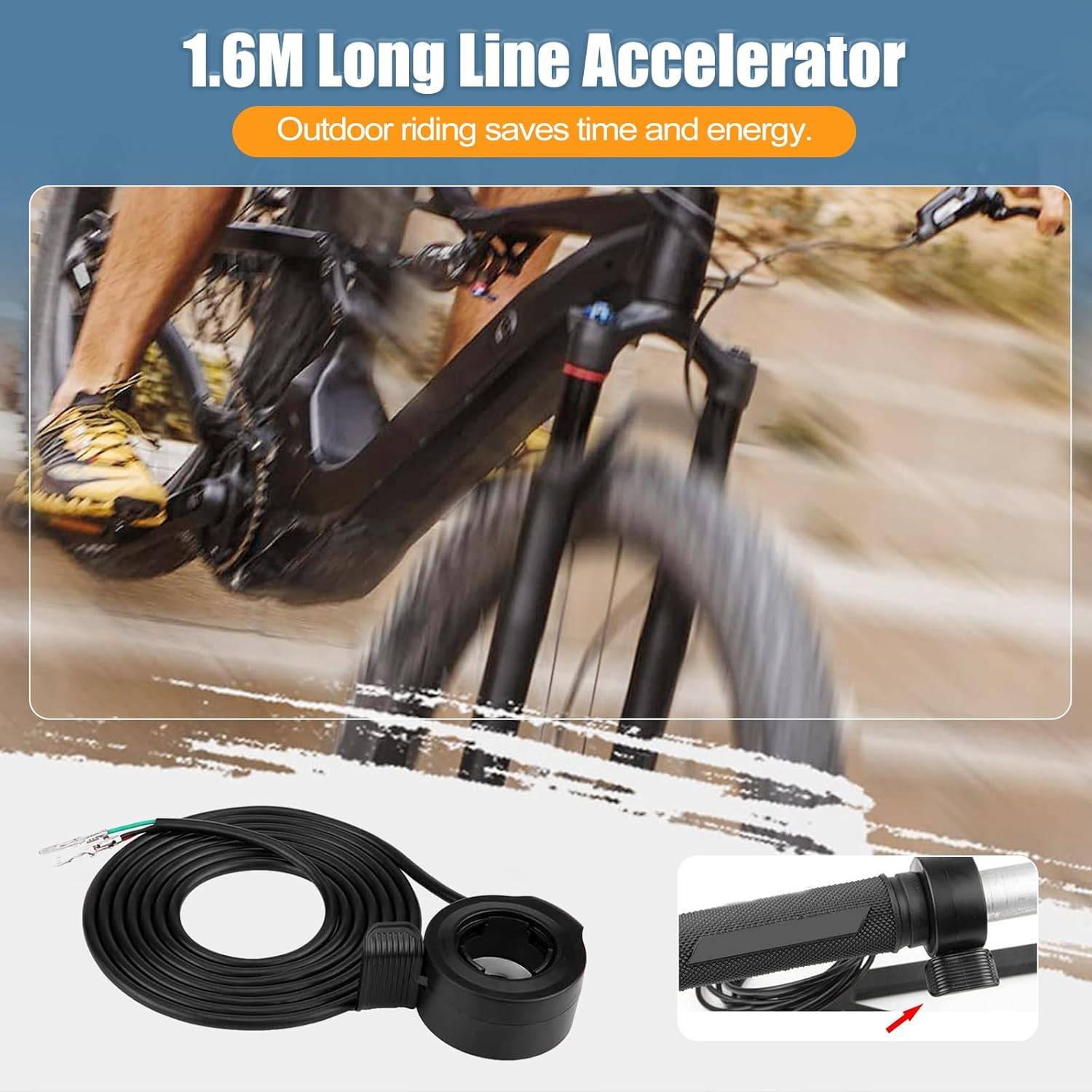 Thumb Throttle Ebike: Electric Scooter Throttle Ebike 160cm / 5.24ft Black