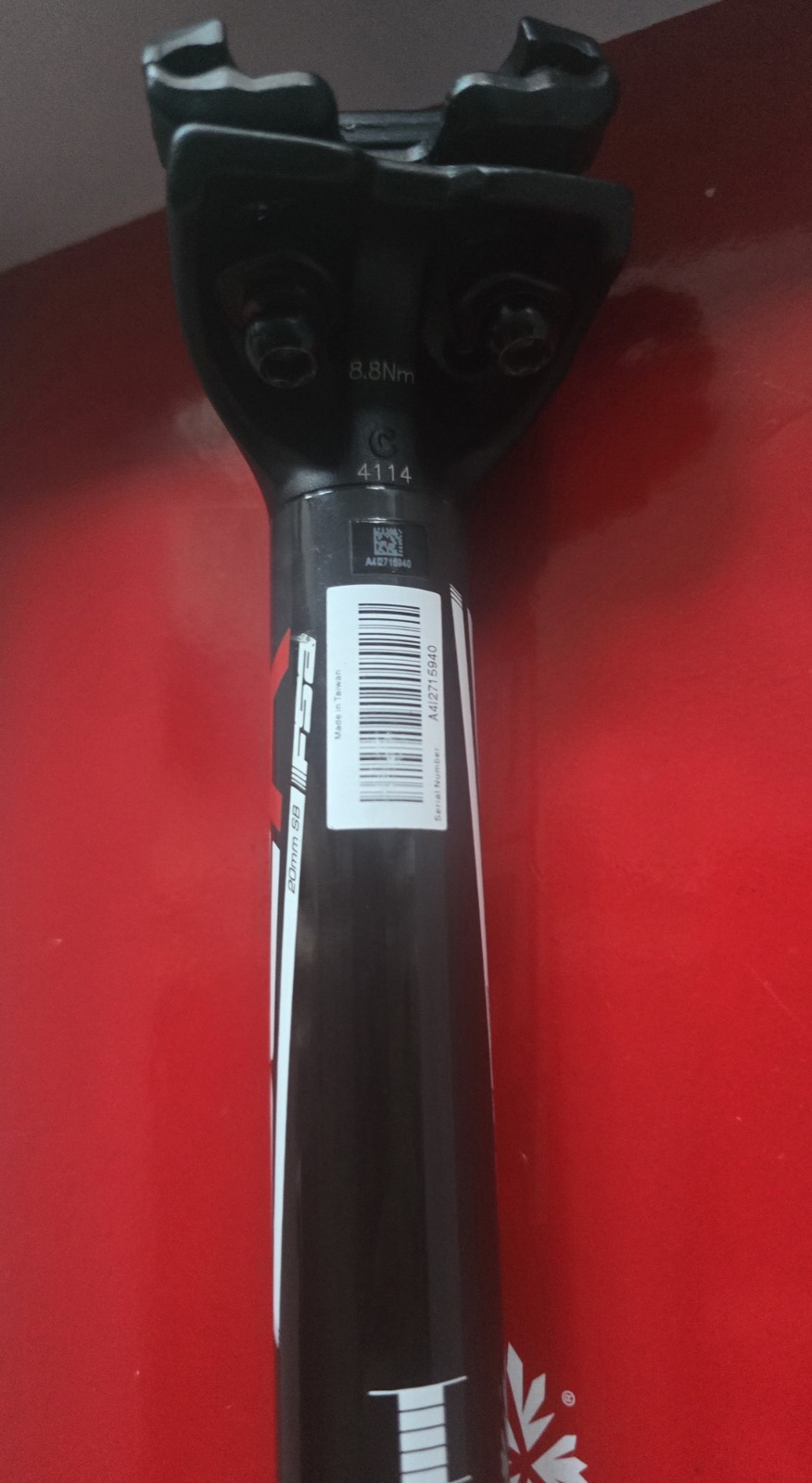 FSA SL-K UD Carbon Plain Seatpost 27.2mm x 350mm Black/Red/White