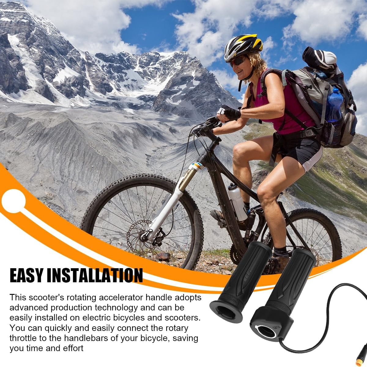 Ebike Throttle Grip, 1 Pair 20X 3 Pin Waterproof Electric Bicycle Full Twist Thr