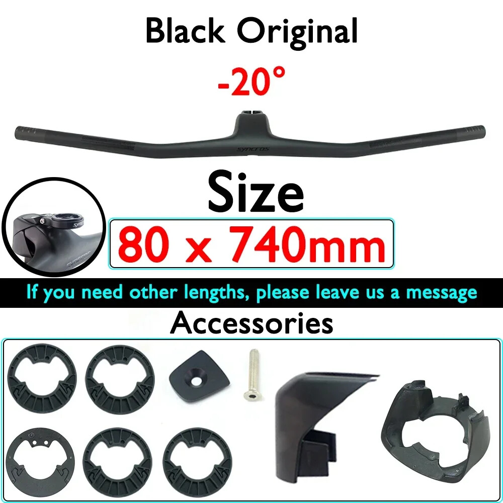 Full Carbon Fiber MTB Bicycle Integrated Handlebar with Stem -20° Degree 740mm