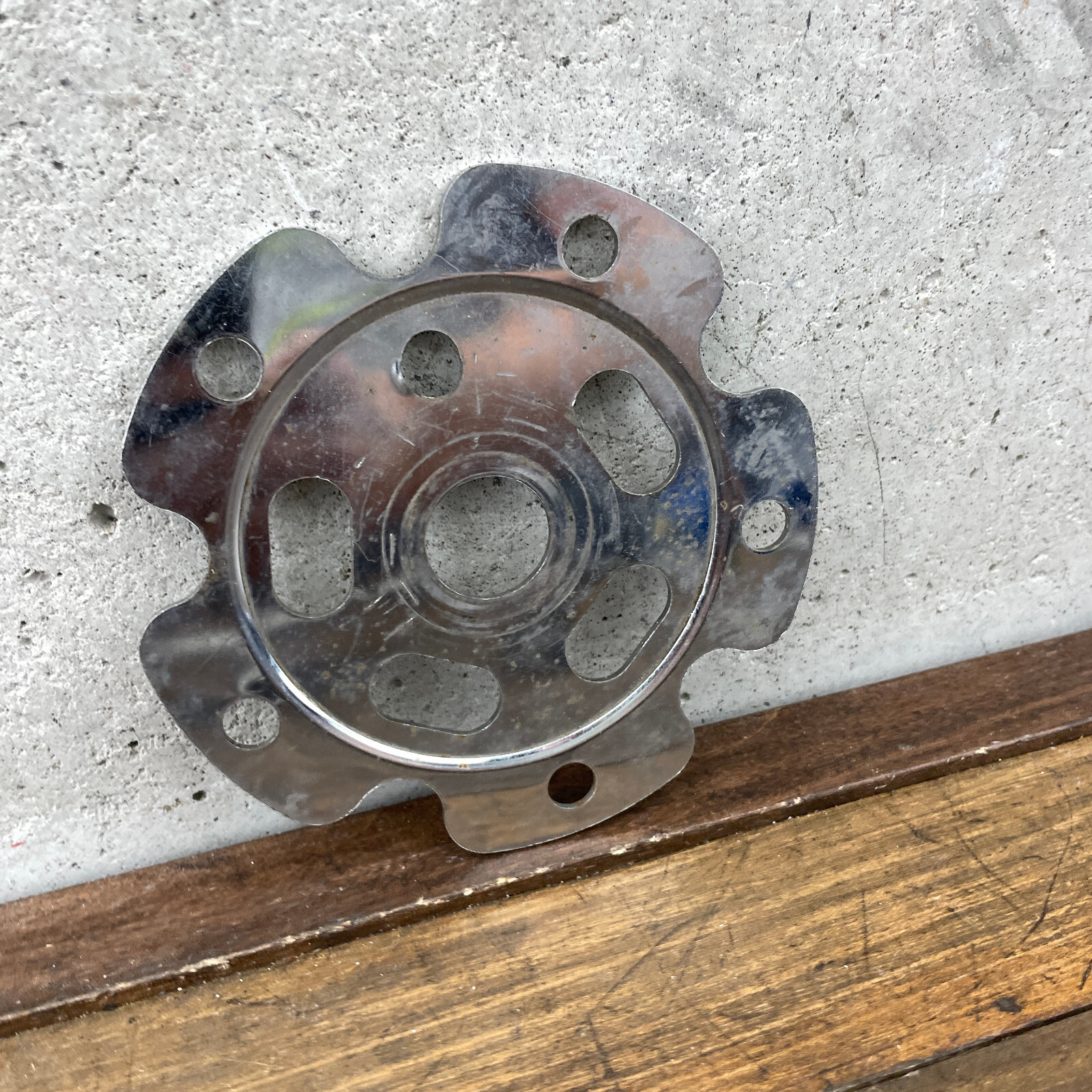 Old School BMX Power Plate Spider Chrome Disc 110 OG 80s Silver Freestyle