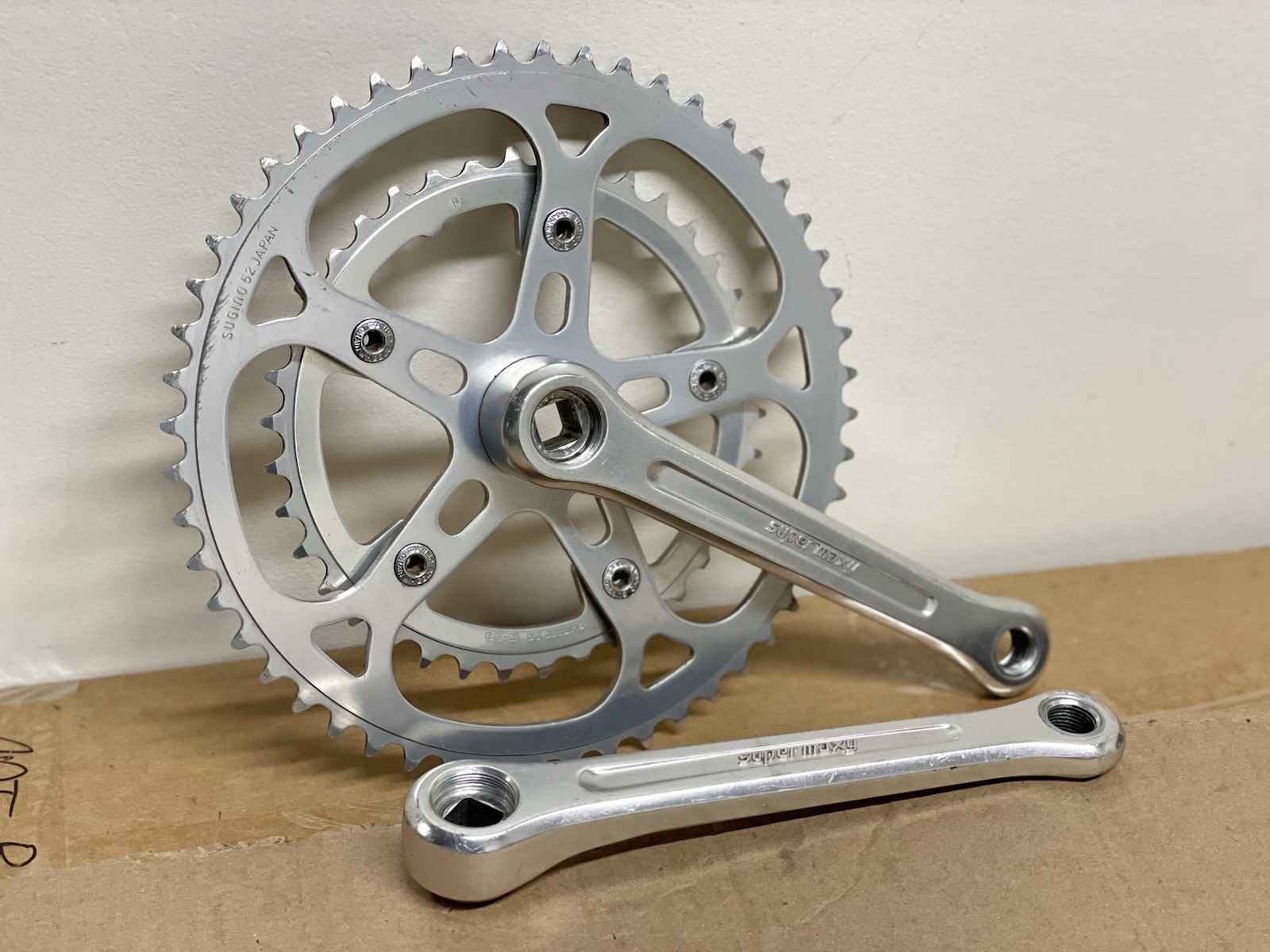 Vintage Sugino Super Maxy Crank Set 171mm Double Road Tour 52/38 Japan