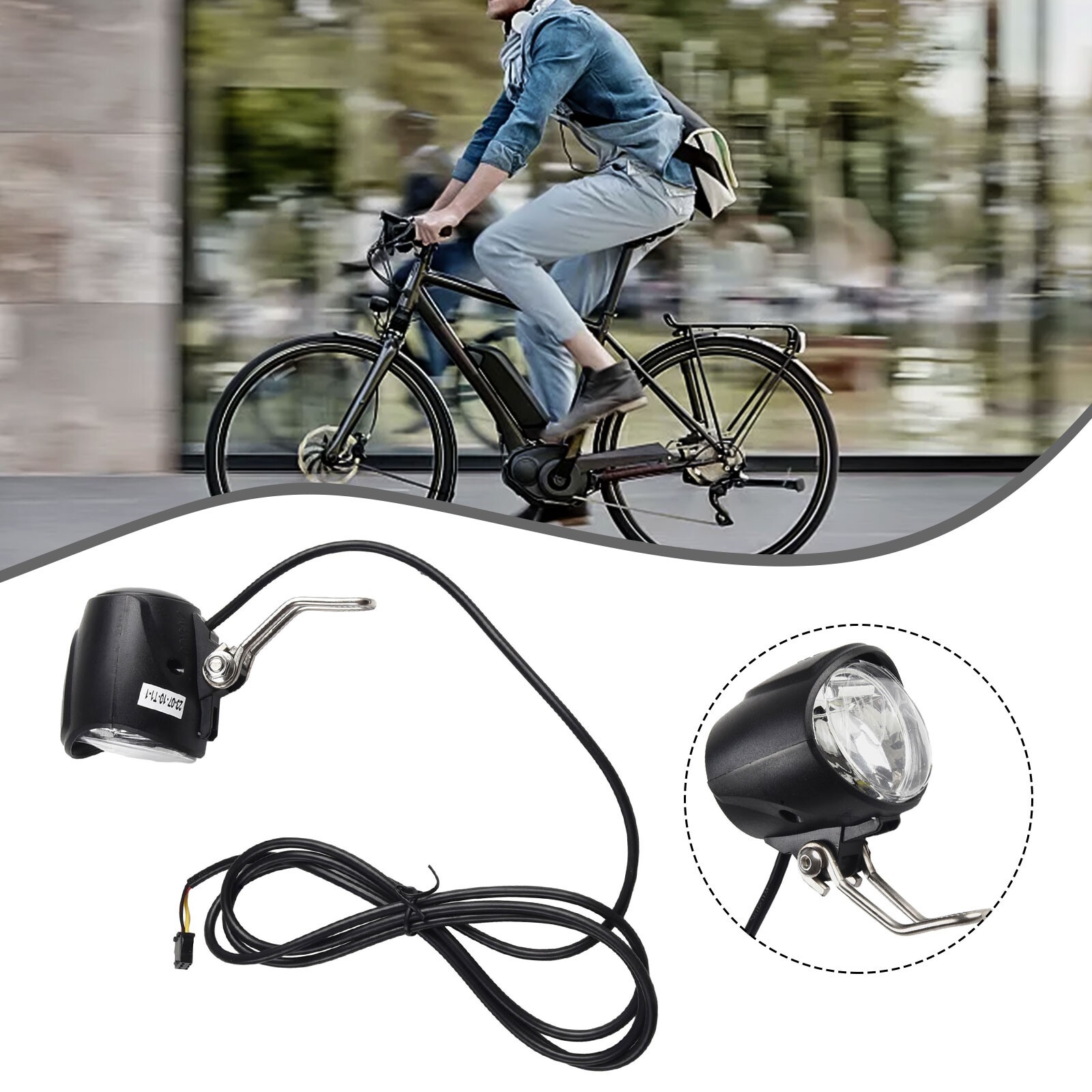 Led Light Headlight 6-80V Front Light Black Accessory For Electric Bicycle