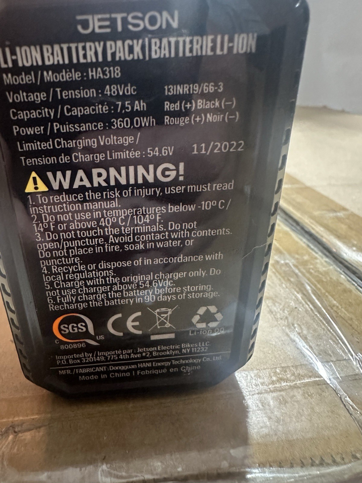 Case Of 10 Jetson HA318 PJHAZE-BTK Genuine Haze 48 V 7.5 Ah Battery W/keys GDE