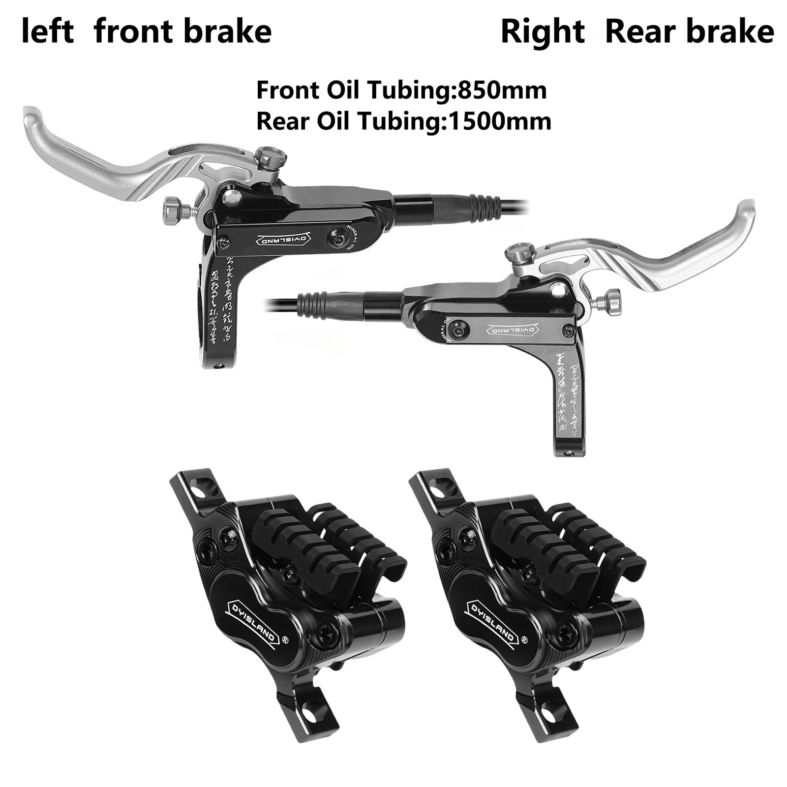 DYISLAND MTB 4-Piston Hydraulic Disc Brake Set 850/1500mm Ceramic Pads AM DH