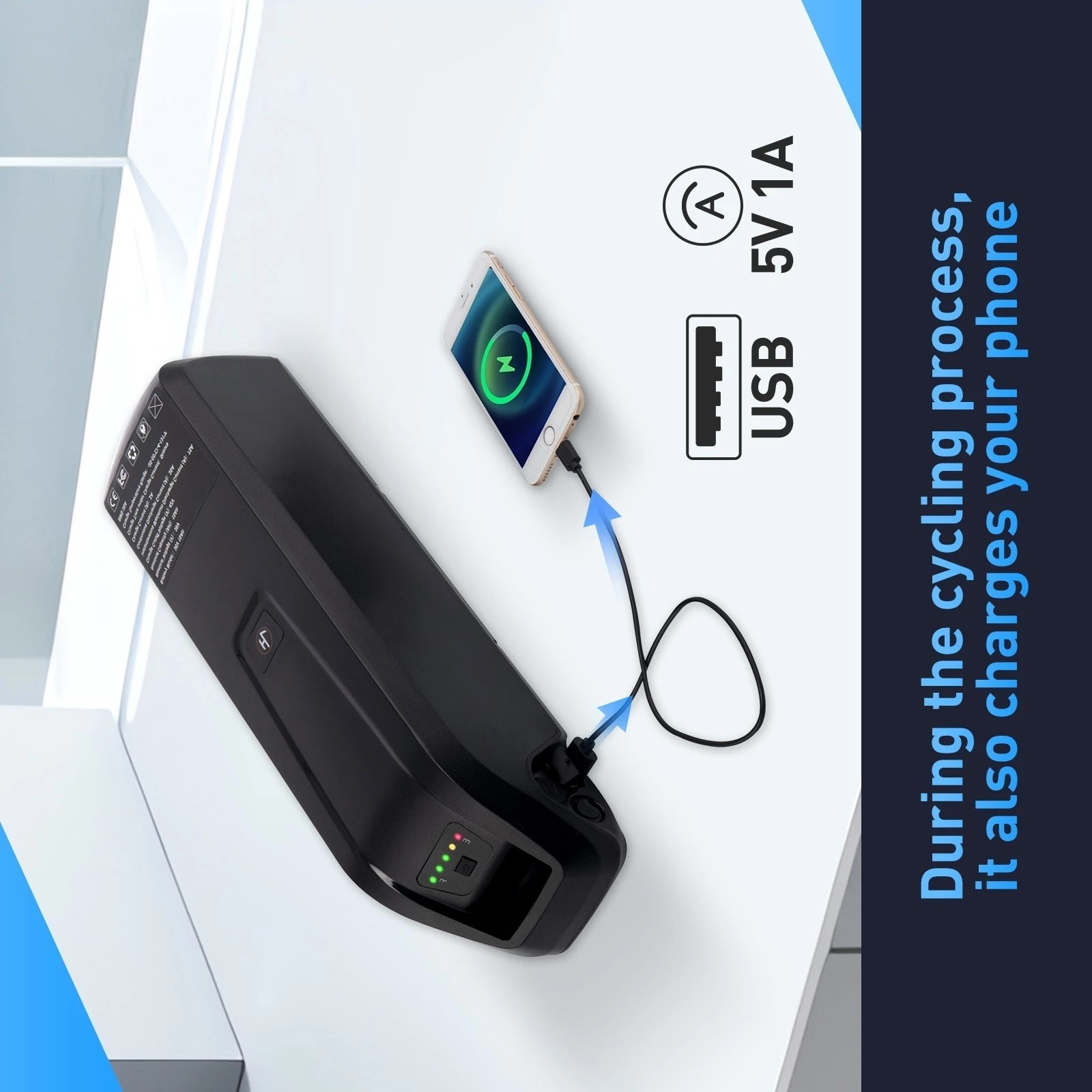 36V 48V 10AH/15AH/20AH Electric Bicycle lithium battery w/ USB Port ≤1800W Motor