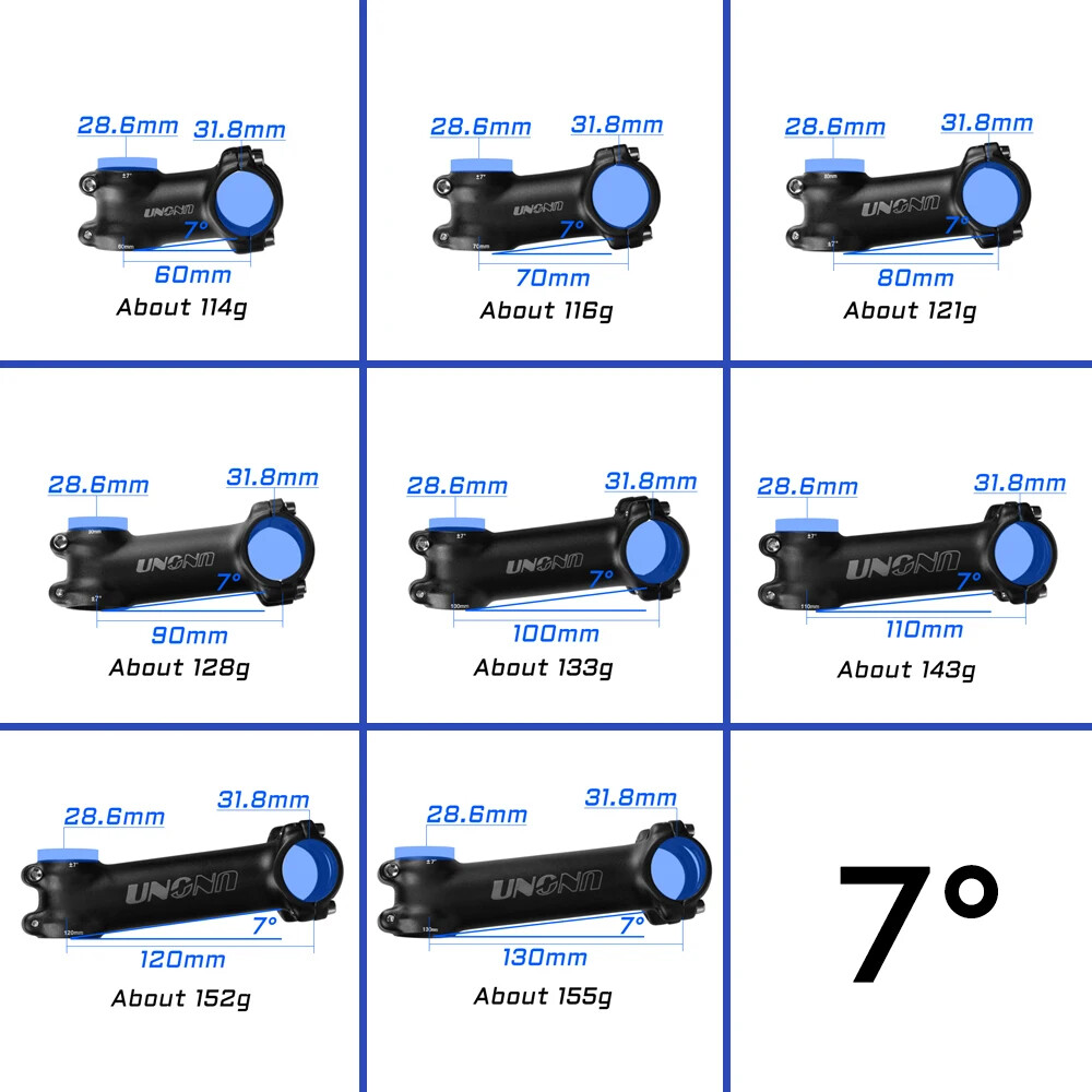 7/17 Degree MTB Road Bicycle Stem 31.8mm 60-130mm Bicycle Power Parts