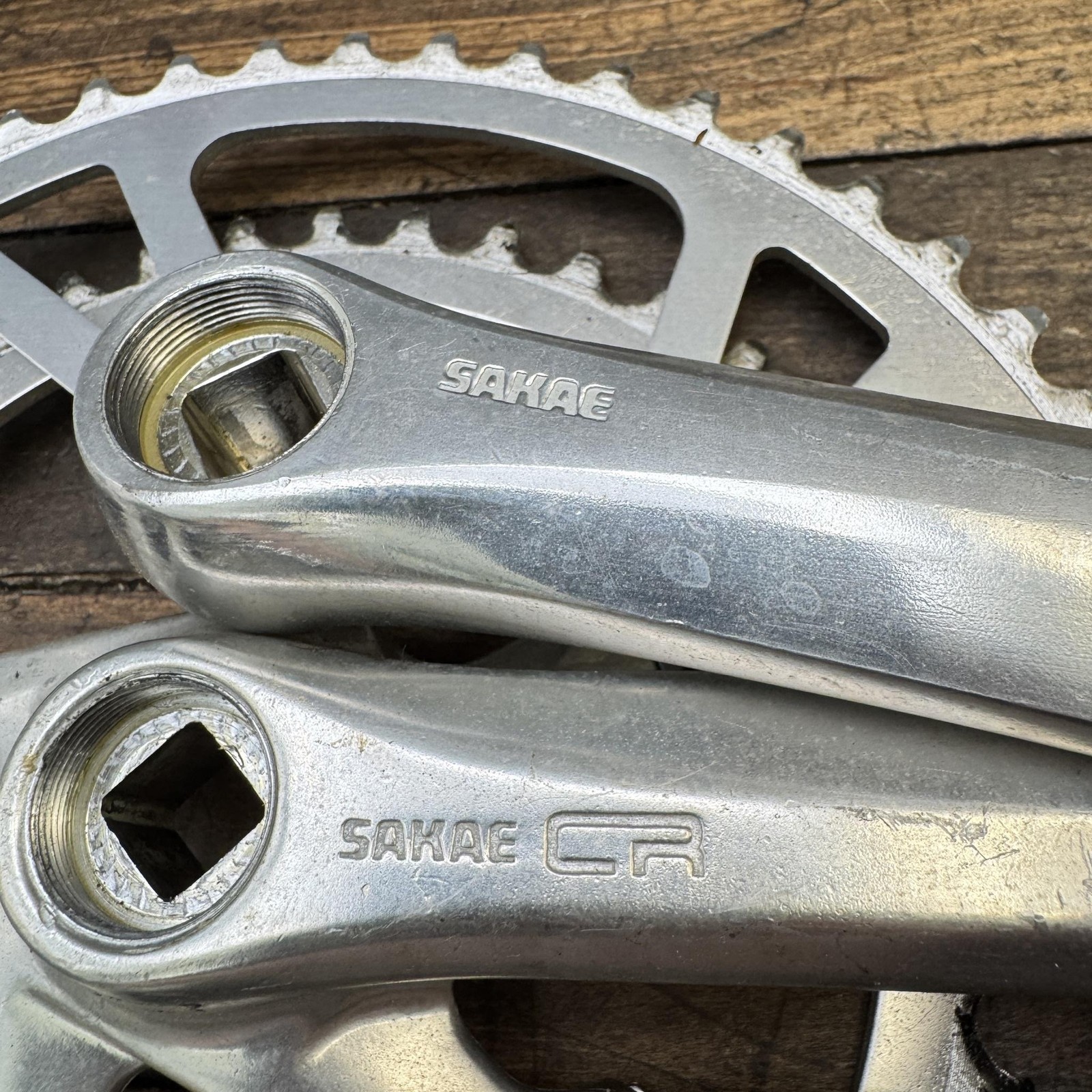 Vintage Sakae CR Crank Set Turbine Double 170 Mm 52 40t Silver Japan 1980s OG
