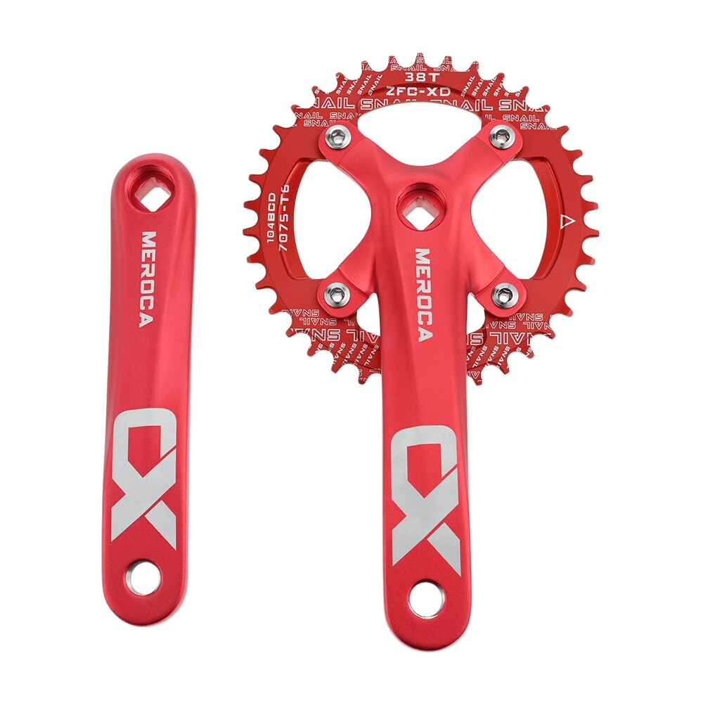 38T MTB Bicycle Crankset Bottom Bracket Aluminum Alloy 104BCD Chainring Red