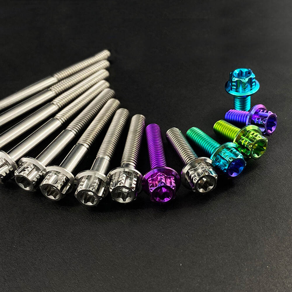 Grade 5 Titanium Screws M6 x 10/12/15/20/25/30-70mm (1.0mm) Flange Star Ti Bolts