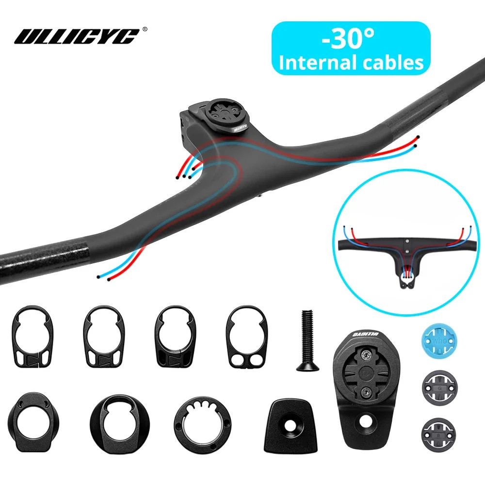 -30 Degree Full Carbon Fiber Internal Cable Integrated Cockpit MTB Handlebar